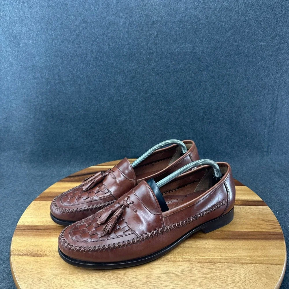 GH Bass & Co Mens 11.5 M Weejuns Larkin Woven Moc Toe Bellagio Loafers Brown